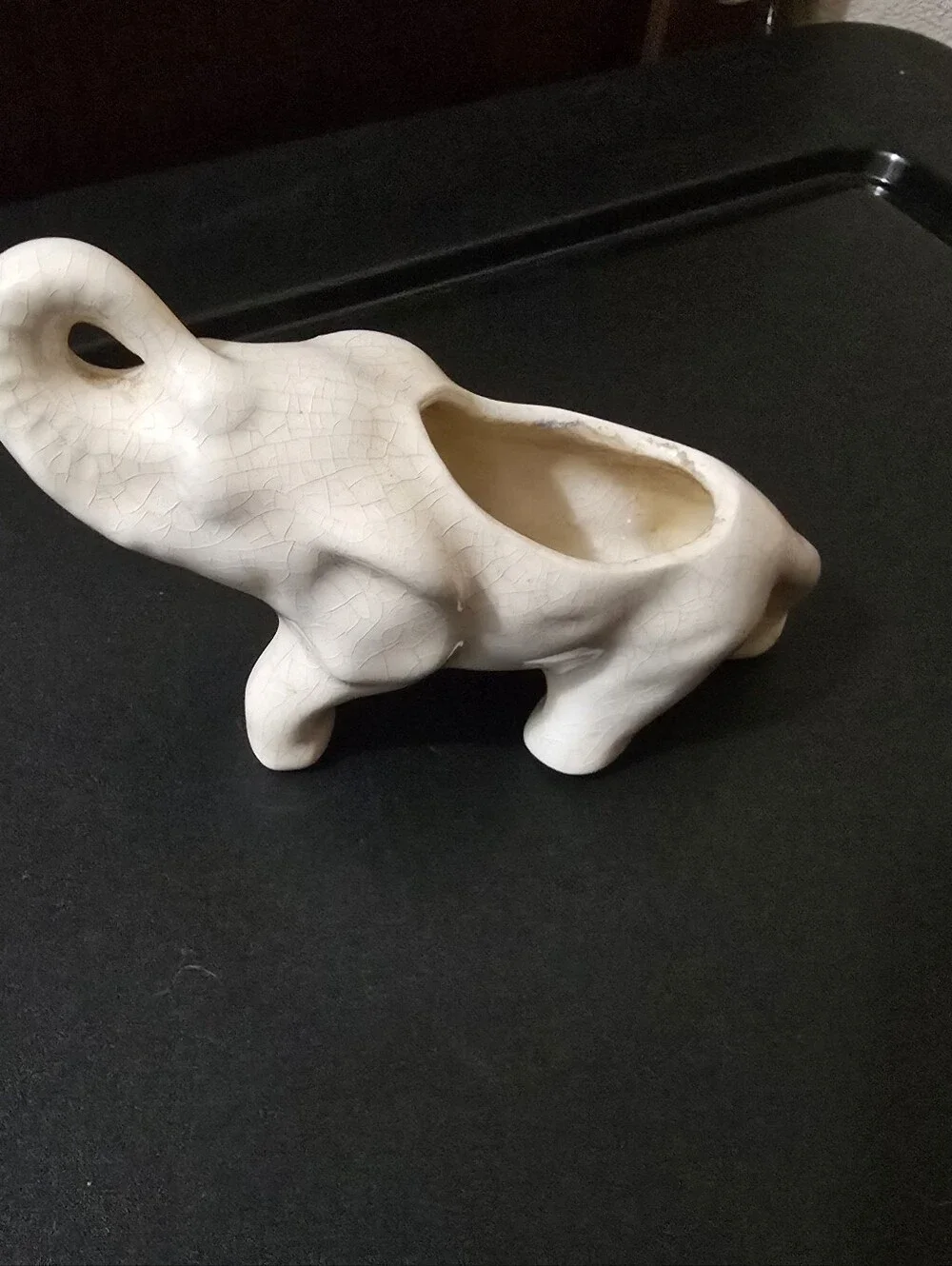 Vintage Ceramic Elephant Planter - Cream Decorative Accent